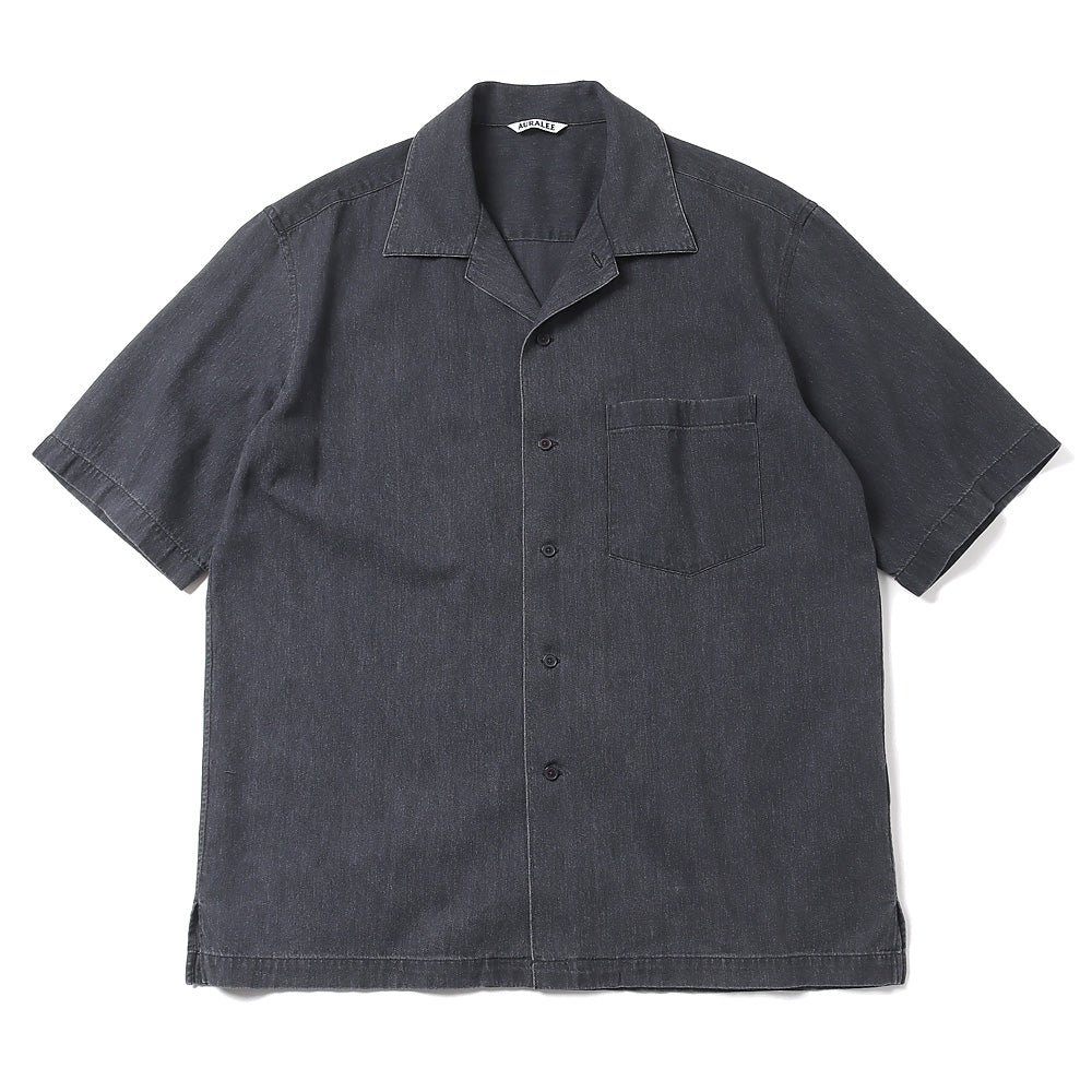 AURALEE) SELVEDGE SUPER LIGHT DENIM HALF SLEEVED SHIRT (A24SS02GS 