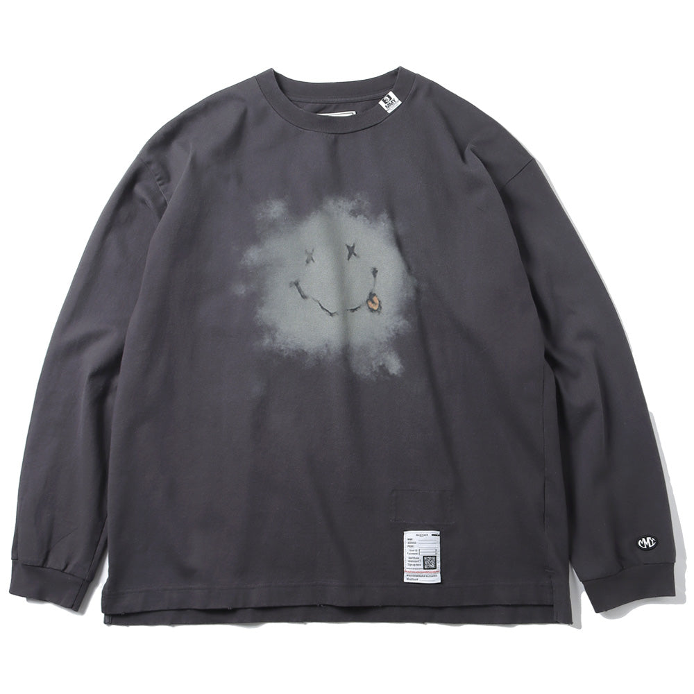 DISTRESSED SMILY FACE PRINTED L/S TEE (J12LT551) | Maison MIHARA 