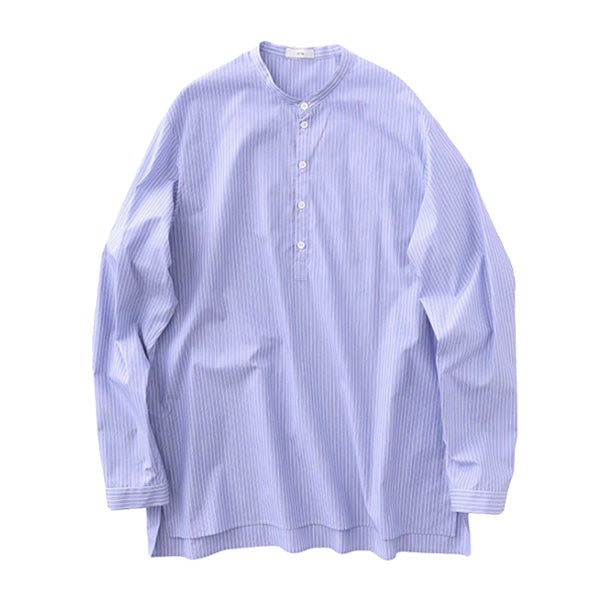 GIZA STRIPE BAND COLLAR SHIRT (BLAGNM1002) | ATON / シャツ (MEN