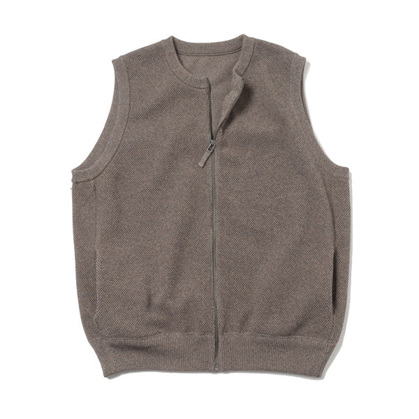 Moss Stitch Zip Vest (2201-003) | crepuscule / トップス (MEN