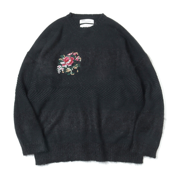 21aw Flower Cross Embroidery Border Knit