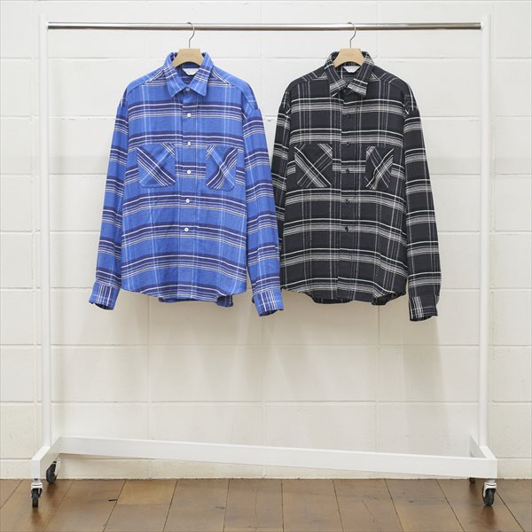 UNUSED 18aw oversize check shirt black-