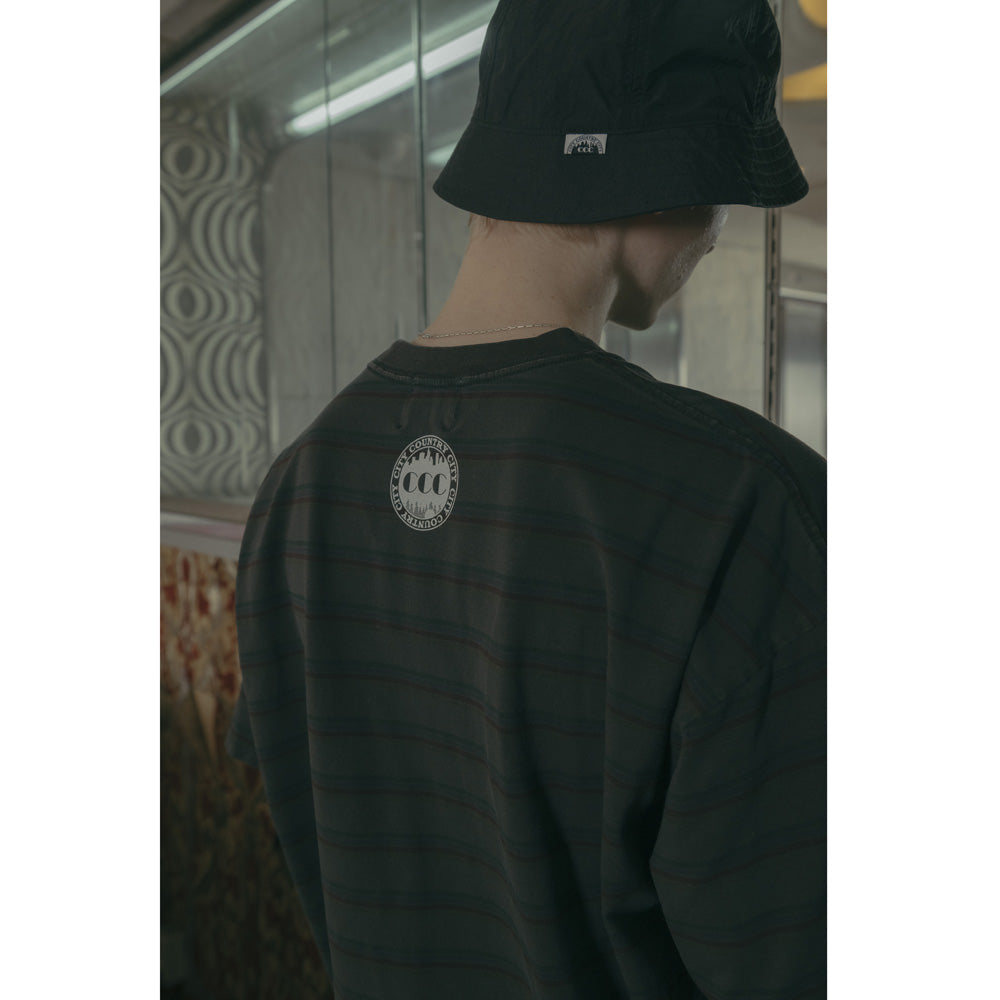 EMBROIDERED LOGO OVERDYE BORDER L/S T-SHIRT