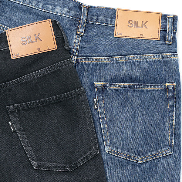 HIGH WAIST SILK DENIM SLIM PANTS