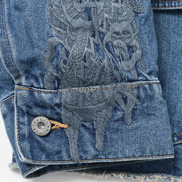 CHAOS EMBROIDERY HEMP DENIM JACKET