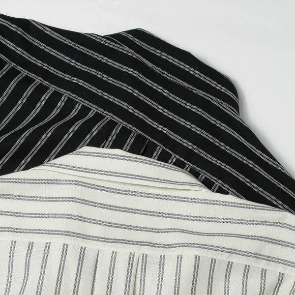 Stripe open collar shirt