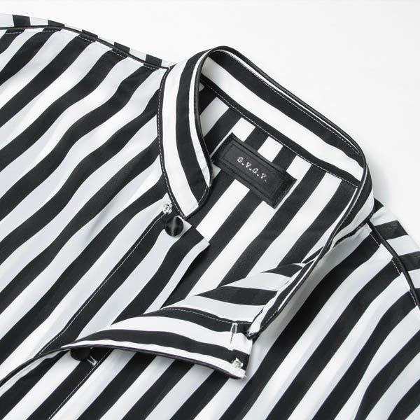 SATIN TRIMMED STRIPED BLOUSE