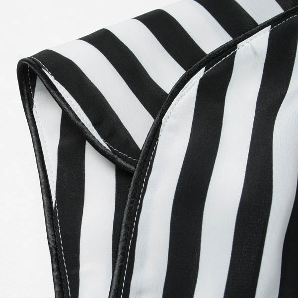 SATIN TRIMMED STRIPED BLOUSE