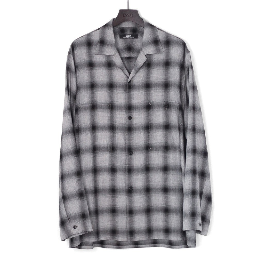 SHADOW CHECK OPEN COLLAR SHIRT