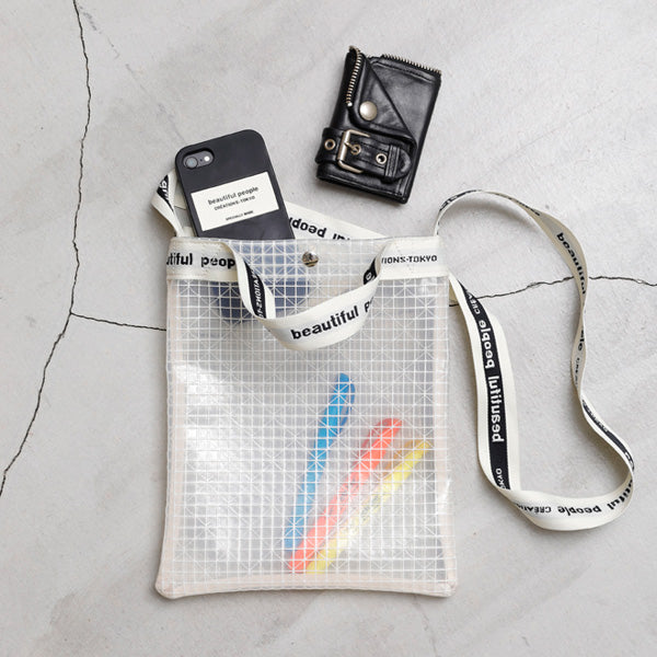 plaid vinyl logo tape sacoshe bag