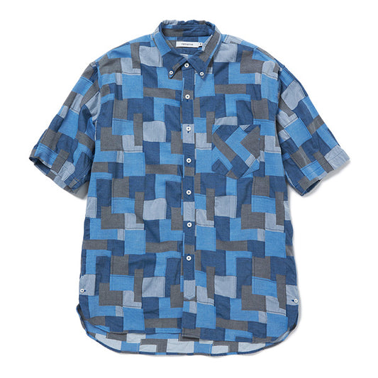 DWL B.D SHIRT R/F S/S COTTON JACQUARD PATCHWORK