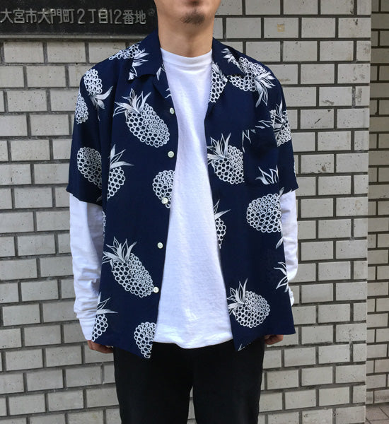 OPEN COLLAR SHIRTS S/S ALOHA PRINT RAYON