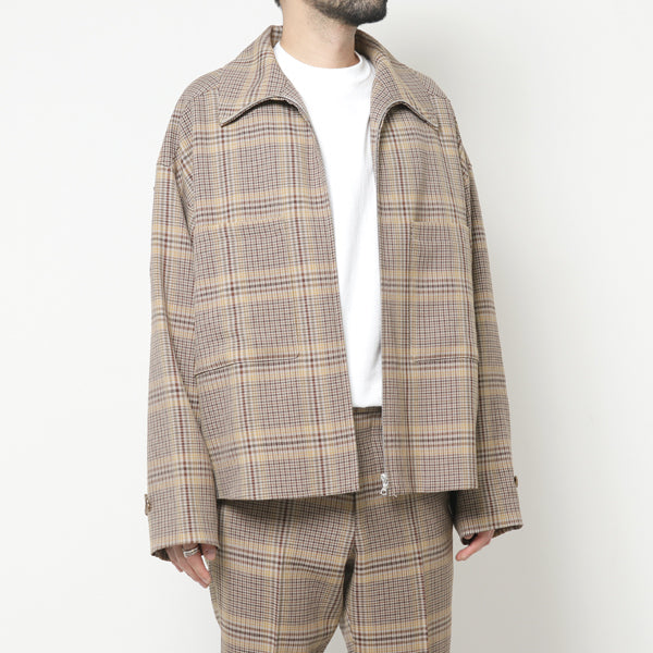 WOOL SERGE CHECK ZIP-UP BLOUSON (A9AS02SC) | AURALEE / ジャケット ...