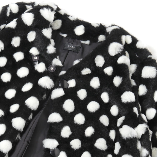 GEOMETRIC PATTERN FAUX FUR SHORT COAT