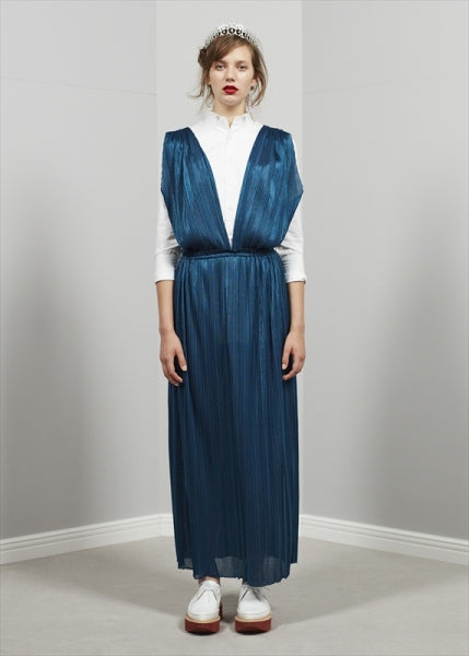 metalic jersey pleats dress