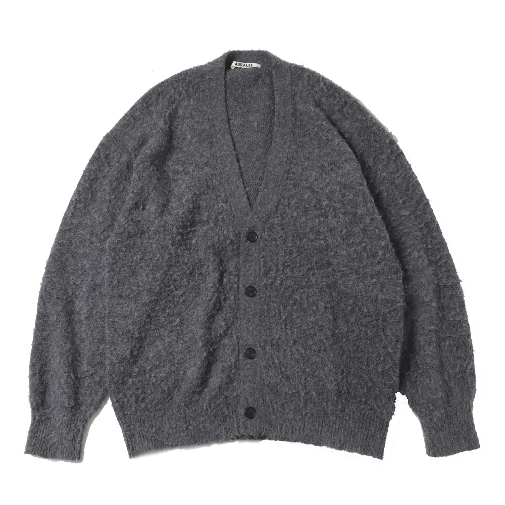 BRUSHED WOOL CASHMERE SILK KNIT CARDIGAN