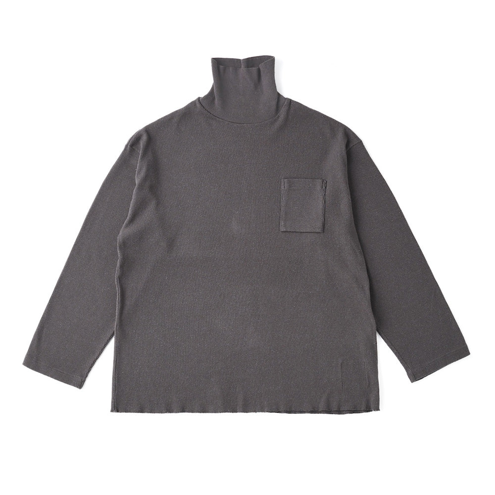 TURTLE-NECK SILK NEP RIBED TOPS