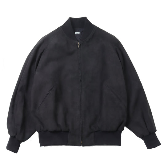 Nubuck leather ribbed blouson