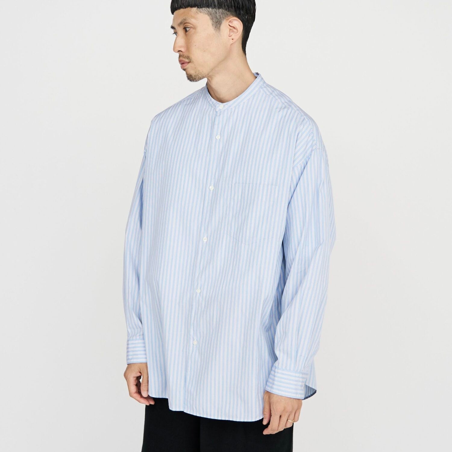 Graphpaper) CANCLINI L/S Oversized Band Collar Shirt (GM234-50101 