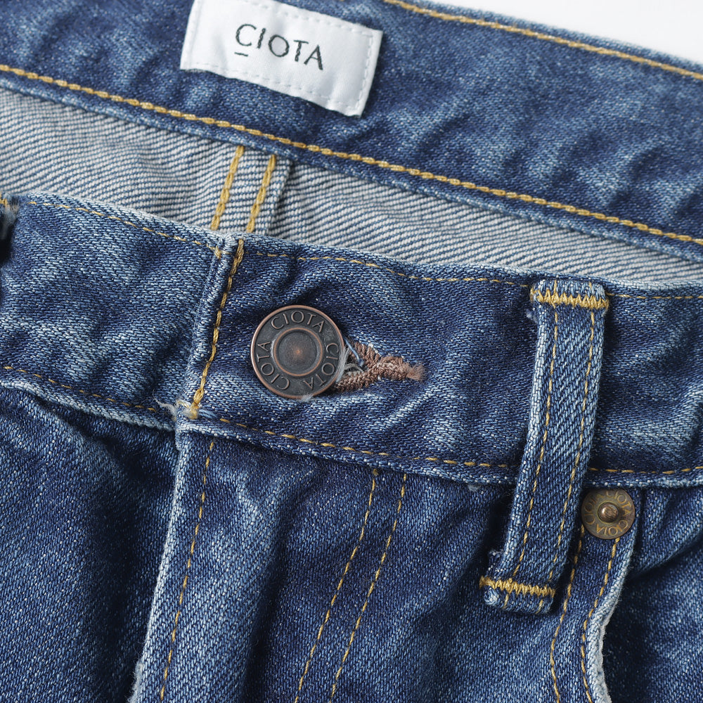 CIOTA) Tapered 5 Pocket Pants/Medium Dark Blue Damage (PTLM-22TP