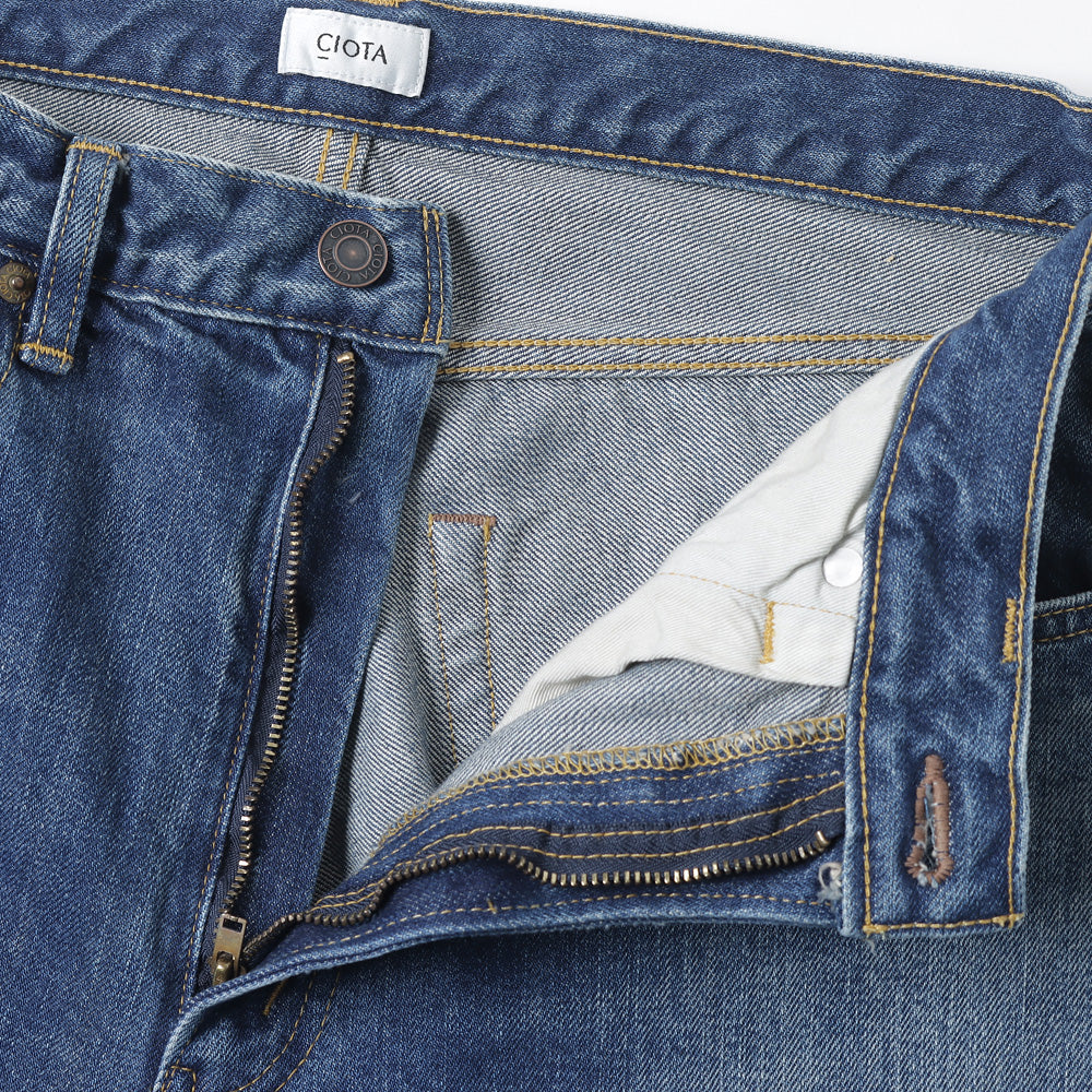 CIOTA) Tapered 5 Pocket Pants/Medium Dark Blue Damage (PTLM-22TP