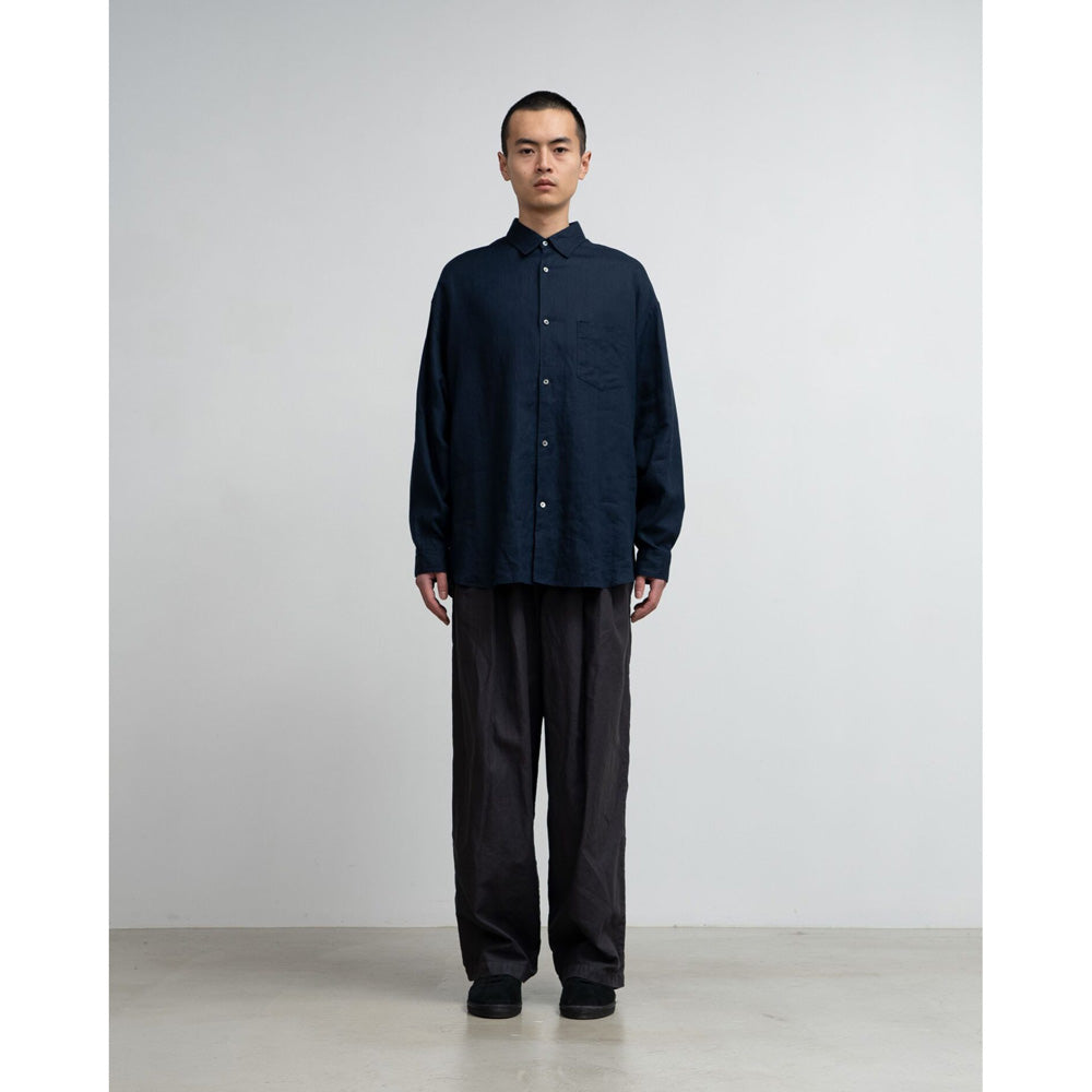 Linen L/S Oversized Regular Collar Shirt