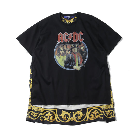 Cotton-filled jersey print AC/DC x silk scarf T001