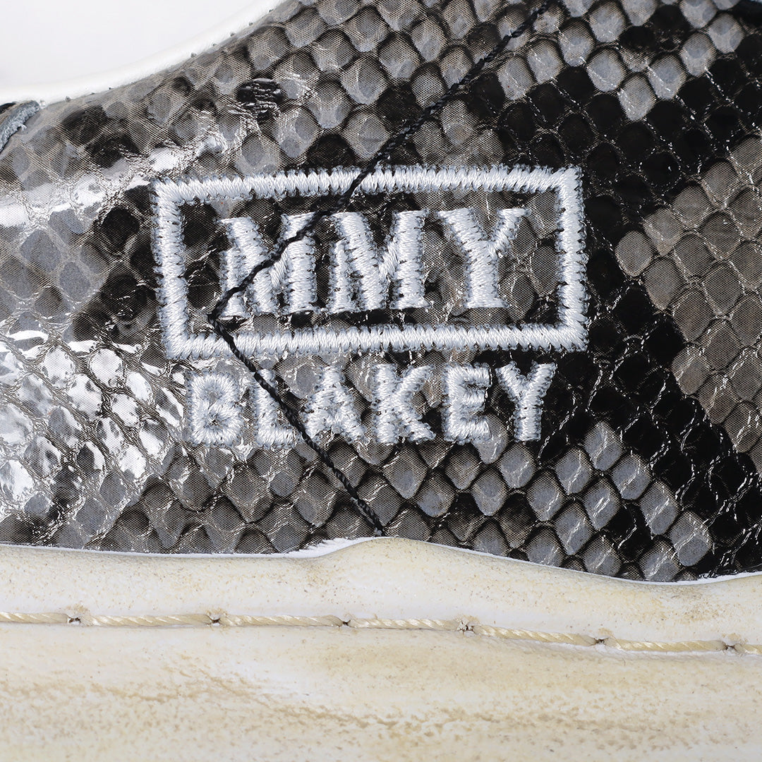 (BLAKEY) OG Sole Printed Python Leather Low-top Velcro Sneaker GRAY