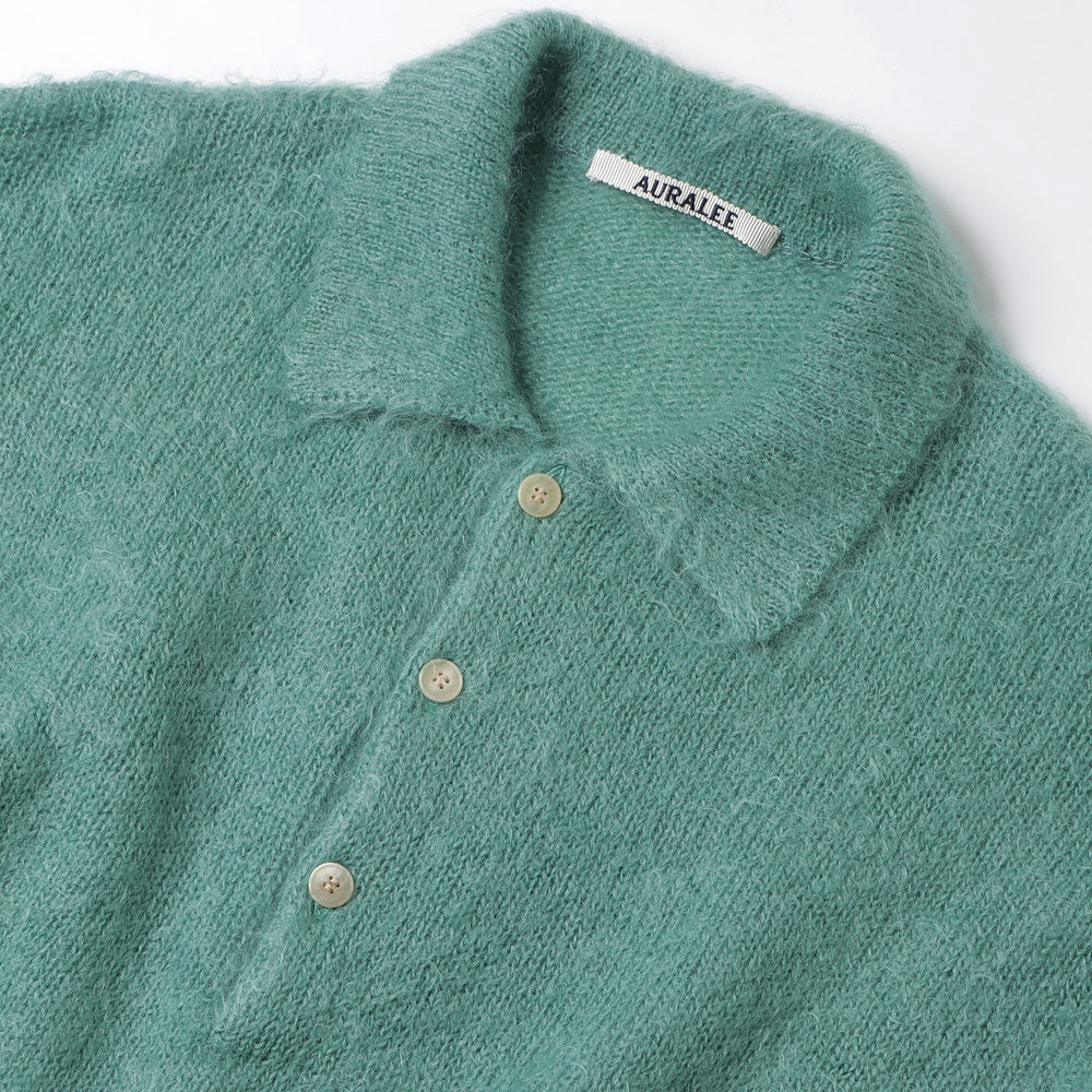 AURALEE(オーラリー)】BRUSHED SUPER KID MOHAIR KNIT POLO (A23AP03KM