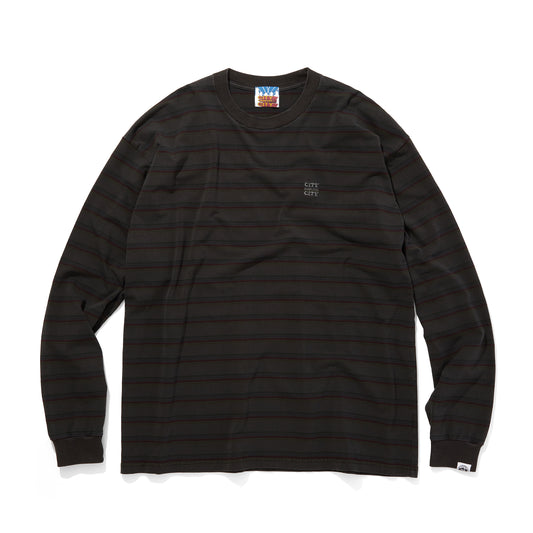 EMBROIDERED LOGO OVERDYE BORDER L/S T-SHIRT