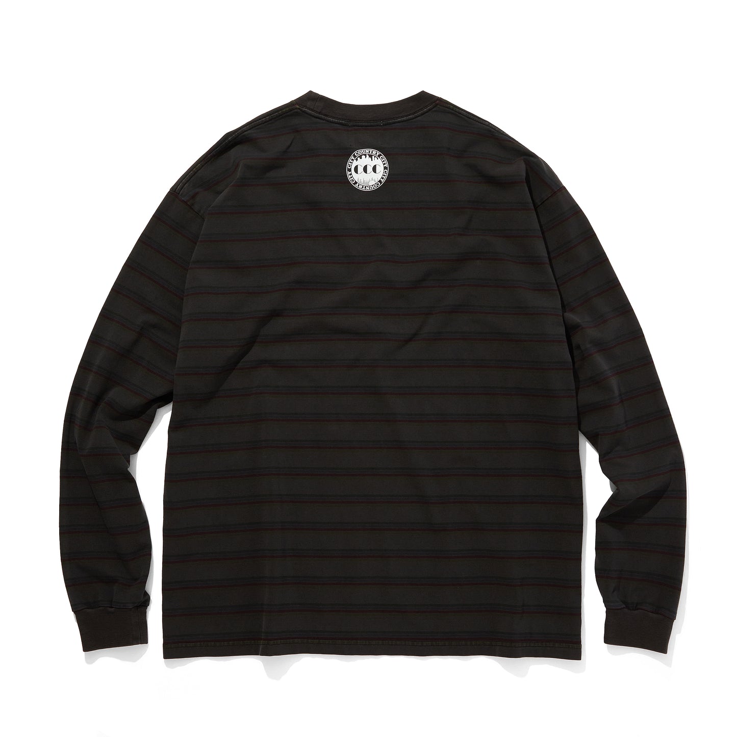 EMBROIDERED LOGO OVERDYE BORDER L/S T-SHIRT