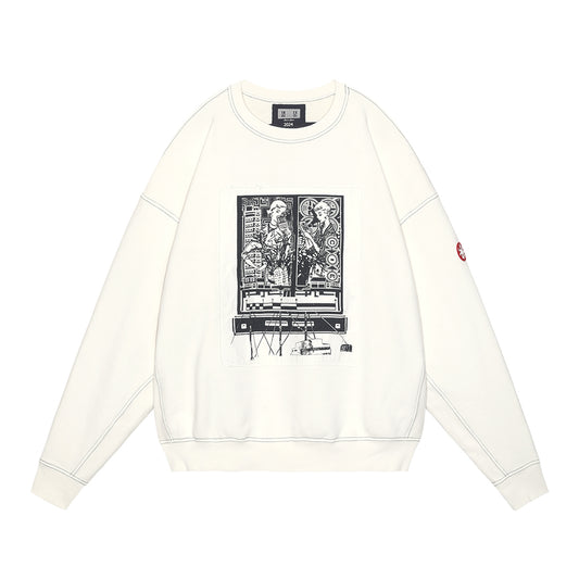 WASHED WHITE TEMPLE CREW NECK