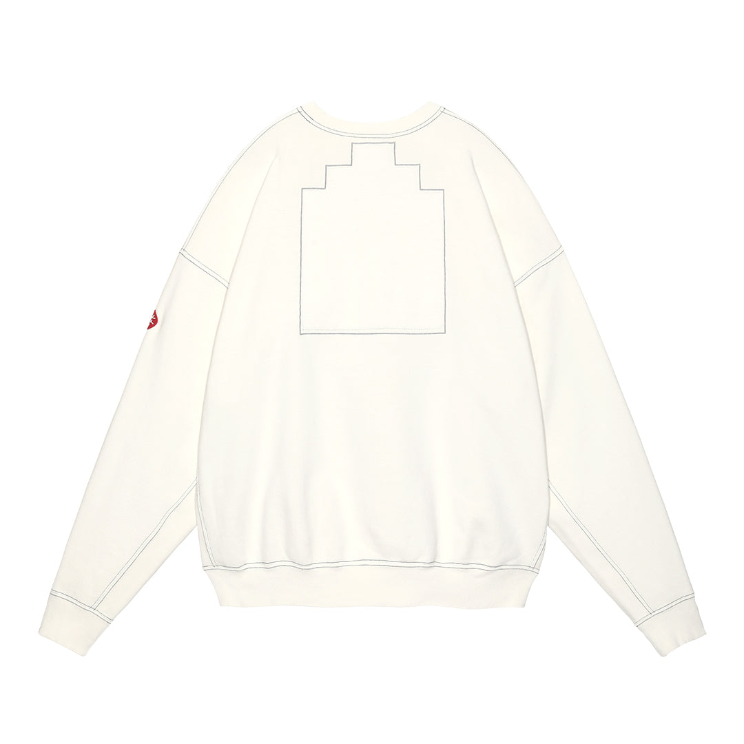 WASHED WHITE TEMPLE CREW NECK