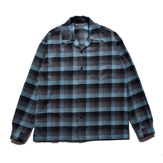 C.R Flow Ombre Check Open Collar L/S SH