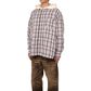 Distressed Check Shirts Hoodie (GRAY)