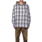 Distressed Check Shirts Hoodie (BLUE)