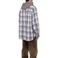 Distressed Check Shirts Hoodie (BLUE)