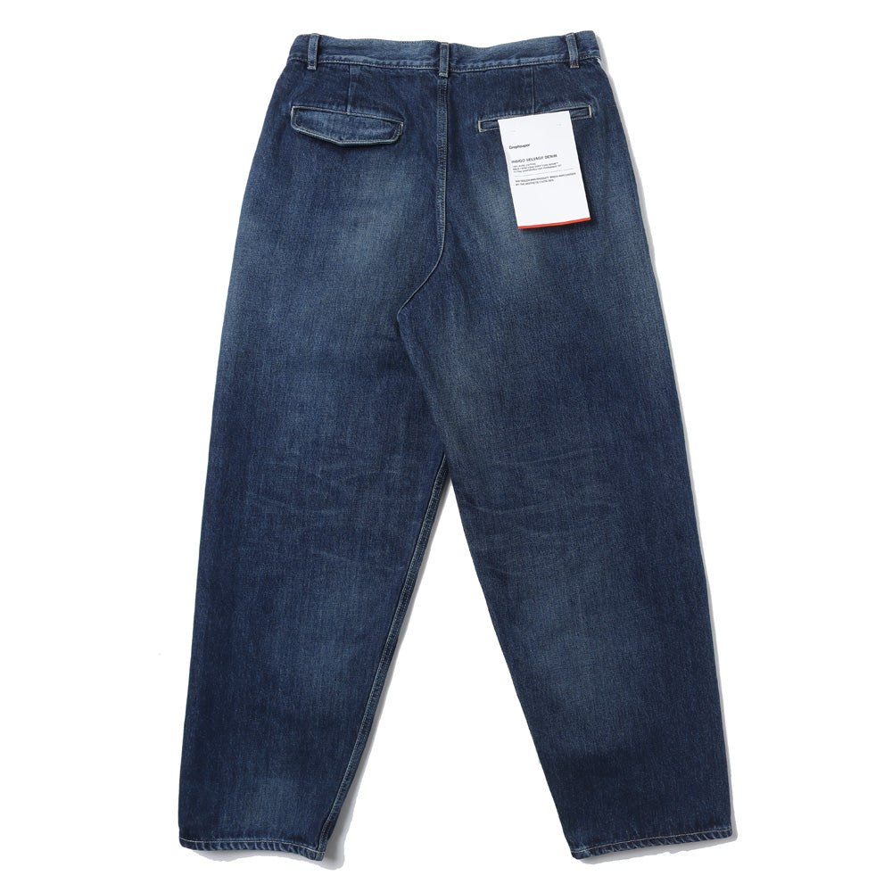 Graphpaper) Selvage Denim Two Tuck Tapered Pants(Dk. FADE) (GU241 