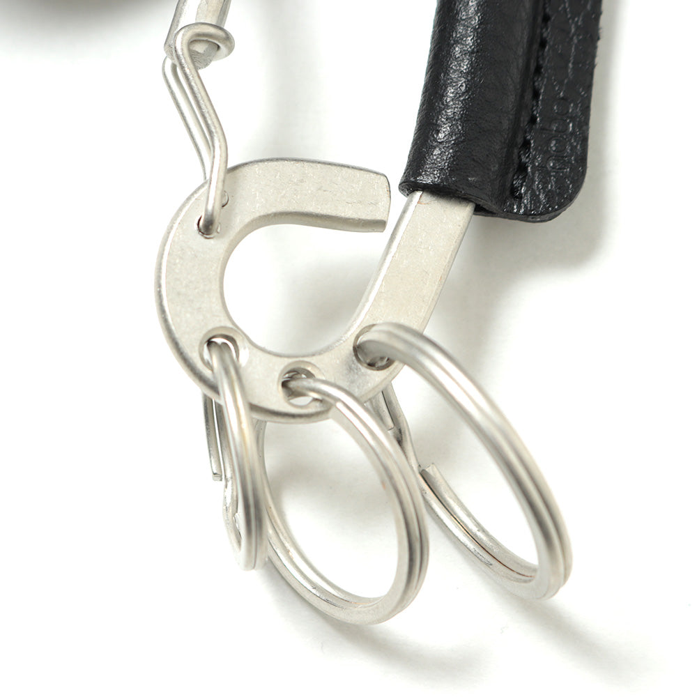 CARABINER KEY RING MATTE BRASS with SHRINK COW LEATHER