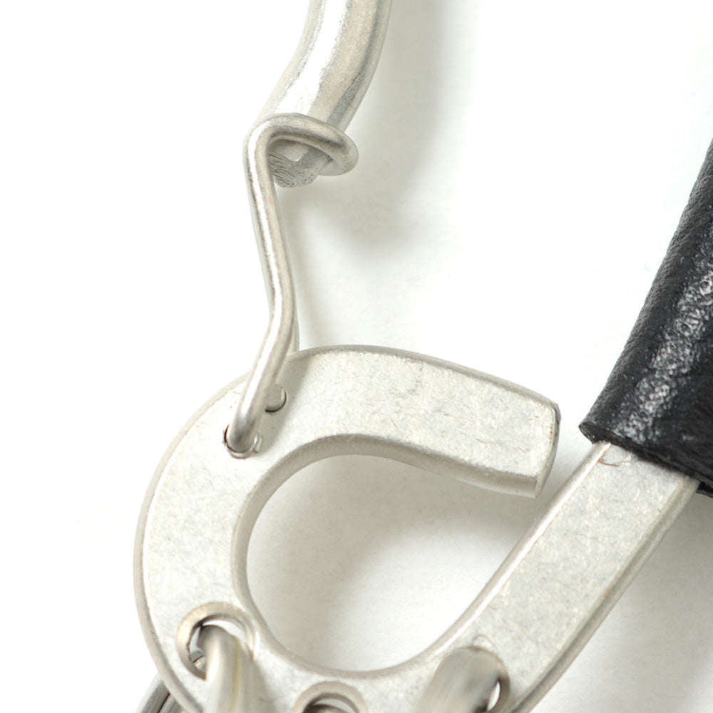 CARABINER KEY RING MATTE BRASS with SHRINK COW LEATHER