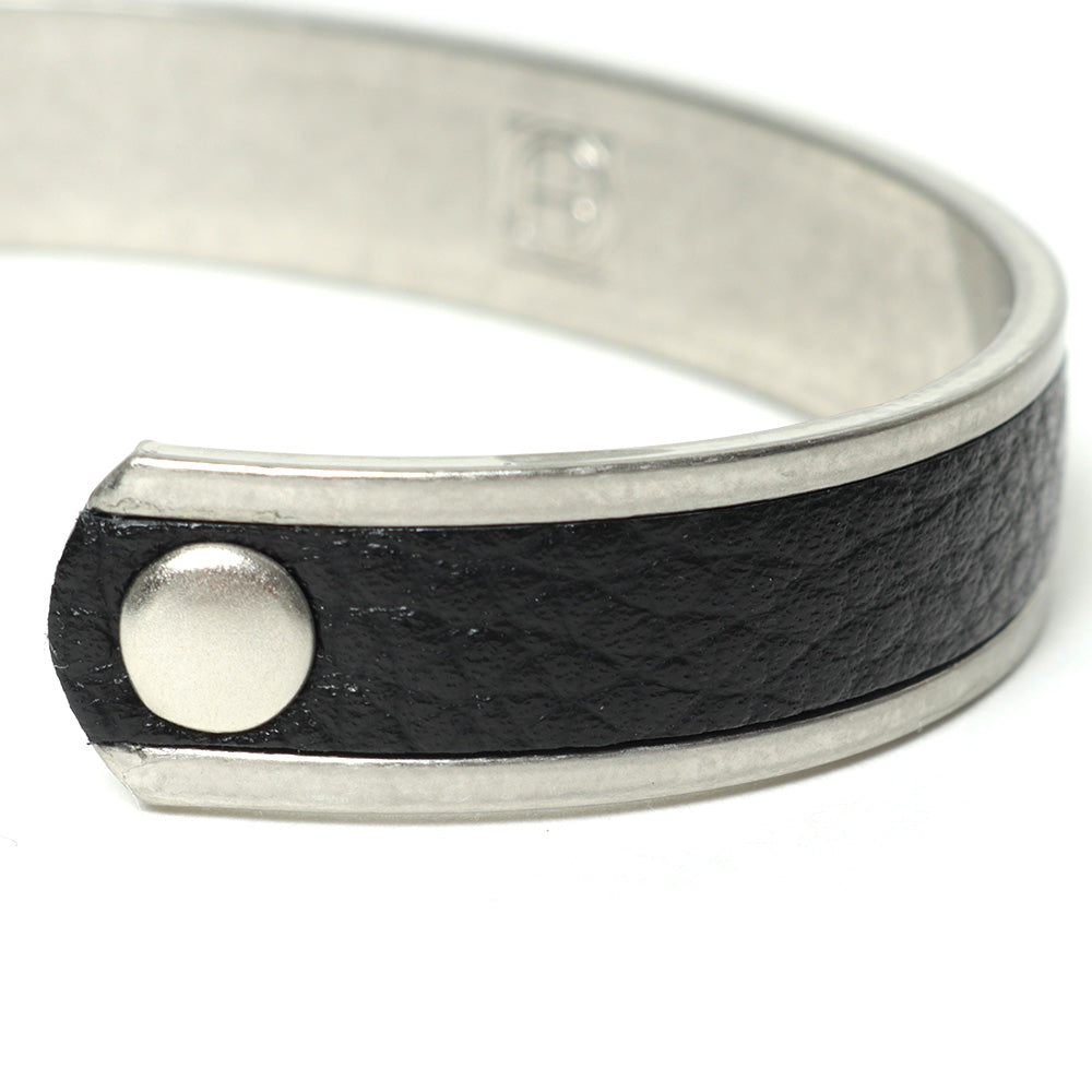 BRASS BRACELET NARROW with SHRINK COW LEATHER