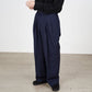 DOUBLE PLEATED TROUSERS ORGANIC WOOL SURVIVAL CLOTH (NAVY)