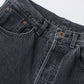 WIDE LEG JEANS ORGANIC COTTON 13.5oz SELVEDGE DENIM (FADED BLACK)