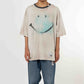 SMILY FACE PRINTED DISTRESSED TEE