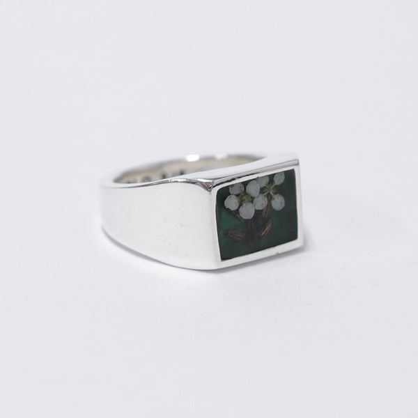 XOLO JEWELRY (ショロ) Signet Ring with Flower / Green XOR043