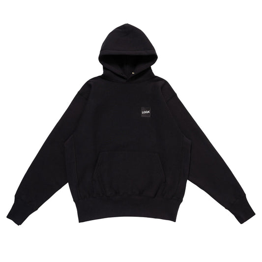 SIGNATURE SNAP FLEECE HOODIE(BLACK)