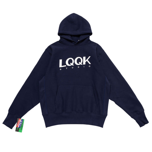 SIGNATURE SNAP FLEECE HOODIE(NAVY)