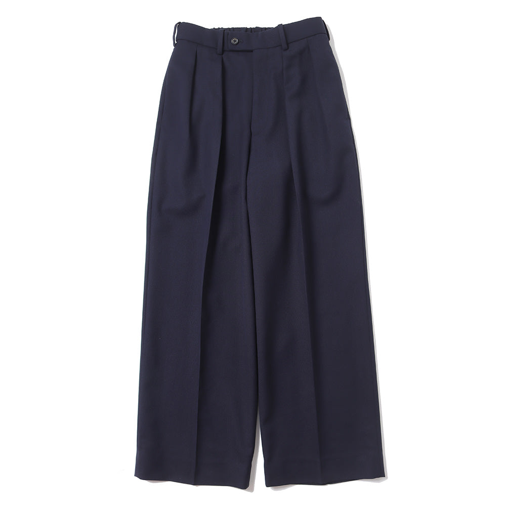 DOUBLE PLEATED TROUSERS ORGANIC WOOL SURVIVAL CLOTH (NAVY)