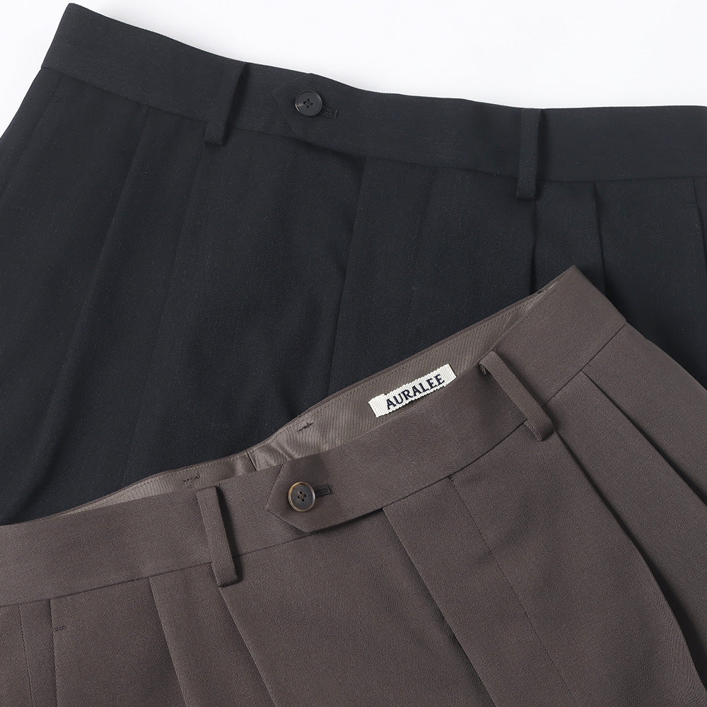 LIGHT WOOL MAX GABARDINE TWO-TUCK SLACKS