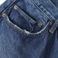 Straight 5 Pocket Pants/Medium Dark Blue Damage